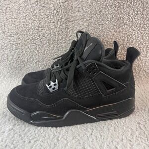 Jordan 4 Retro Black Cat 2020 Kids Size 5Y Triple Black Sneakers 408452-010